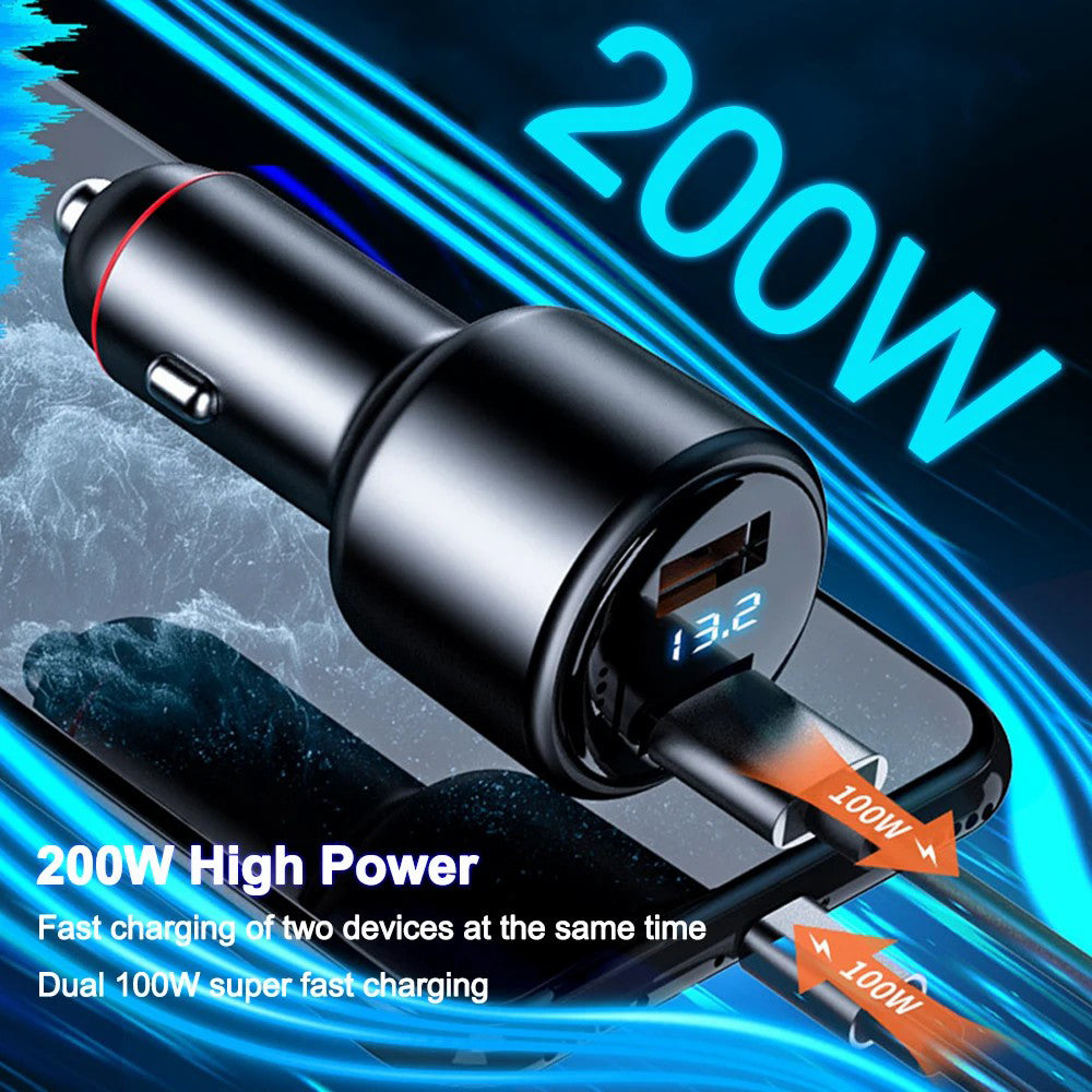 P6J 200W Phone Fast Car Charger Dual USB Phone Charging Adapter 12V-24V Cigarette Lighter Adapter P6J 200W Phone Fast Car Charger Dual USB Phone Charging Adapter 12V-24V Cigarette Lighter Adapter